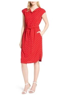 Anne Klein Red Polka Dot Dress X-Small